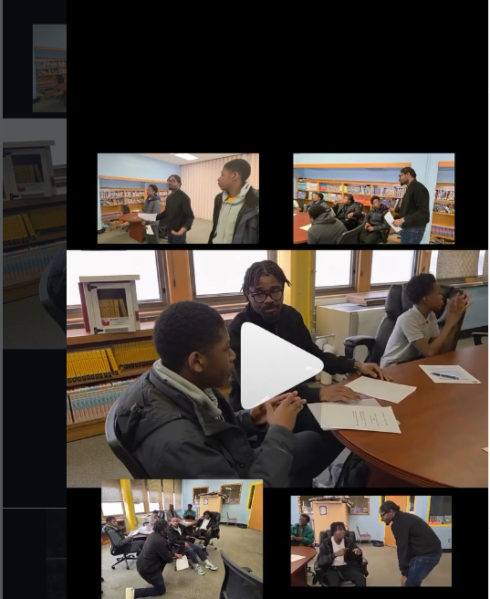 Facilitators and Philadelphia youth in a school session working through digital-awareness materials